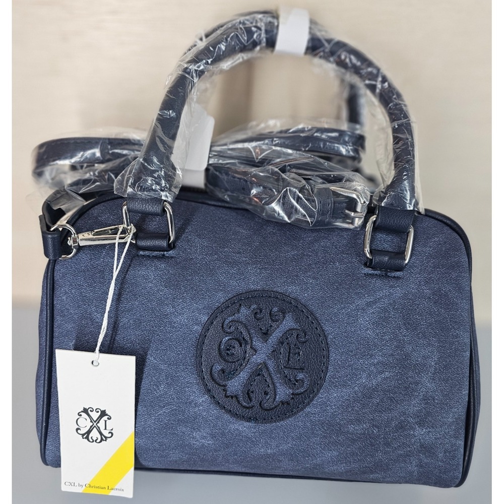 CXL by Christian Lacroix Jasper Barrel Satchel Crossbody Denim Blue Dr Bag NWT
